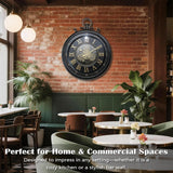 Decorative Moving Gear Large Wall Clock, Oversized Industrial Steampunk Gears, Big Numerals Wall Clock for Modern Living Room Decor...