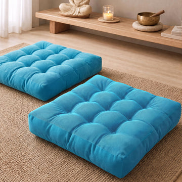 Floor Pillows Set of 2, Large Meditation Cushion for Adults, 22 Inch Square