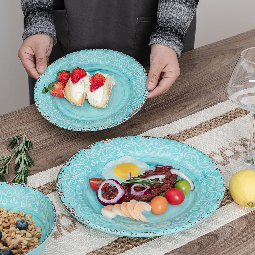 12-Piece Dinnerware Set, set of 4, 100% Melamine Dishes Dining Set