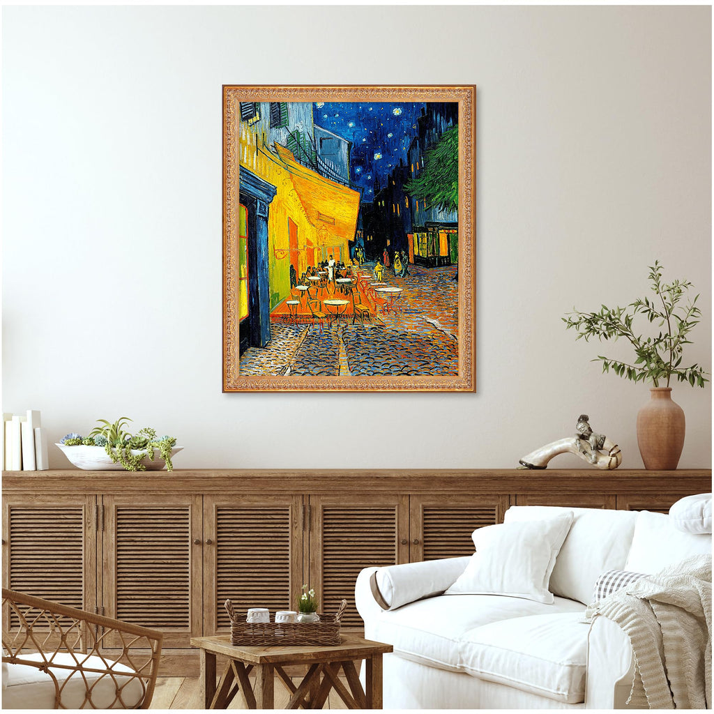 Café Terrace at Night by Vincent Van Gogh.Framed Size:40.5x34.5 inches, Image Size:36x30 inches Van Gogh.World