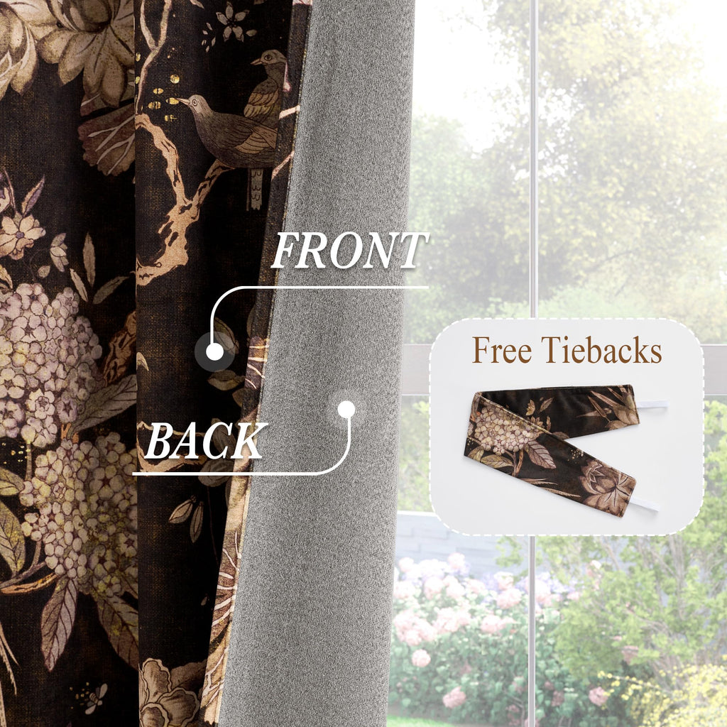 Brown Velvet Curtains Luxury Victorian Floral