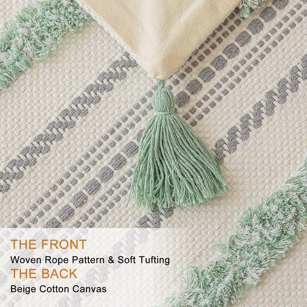 Boho Throw Pillow Covers Woven Tufted Pillow Cases with Tassels