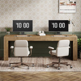79-Inch Extra Long Desk, Two Person Double Desk, Wooden Long Computer Desk Writing Table, Natural Oak