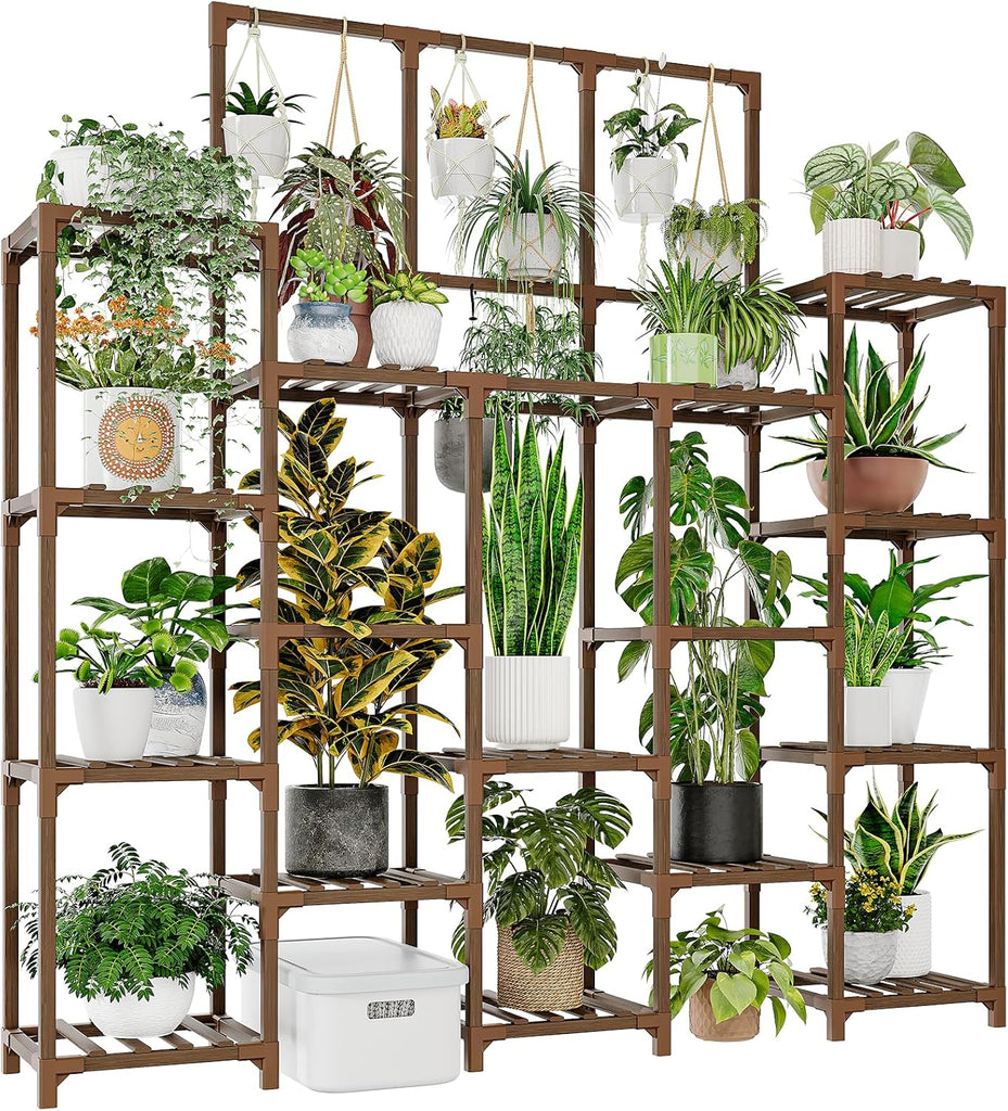 Plant Stand Indoor Outdoor 63" Tall Plant Shelf for Plants 14-Tier Large Plant Sheves Heavy Duty Plant Rack Garden