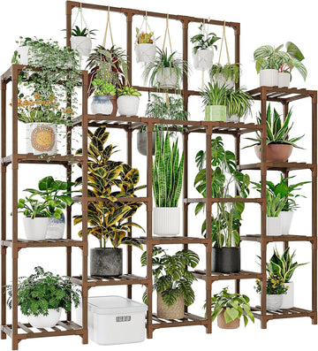 Plant Stand Indoor Outdoor 63" Tall Plant Shelf for Plants 14-Tier Large Plant Sheves Heavy Duty Plant Rack Garden