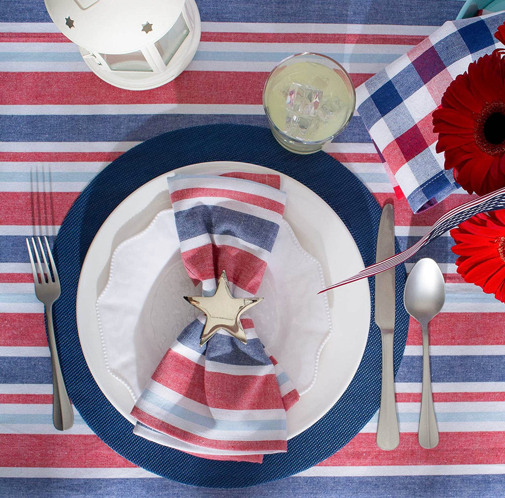 Vinyl Tabletop Collection, Round Placemat Set, 13.75", Nautical Blue, 6 Piece