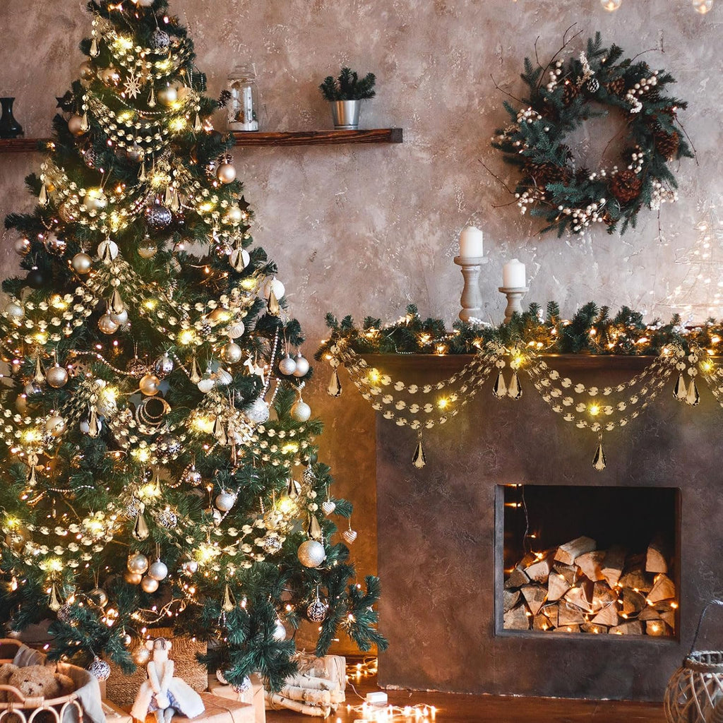 12 Pcs 3-Layer Crystal Garland for Christmas Tree 20in 16in 12in 3-Layer Acrylic Bead Garland Hanging Christmas