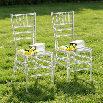 Clear Ballroom Chairs 2 Pack, Transparent Acrylic Plastic Chair