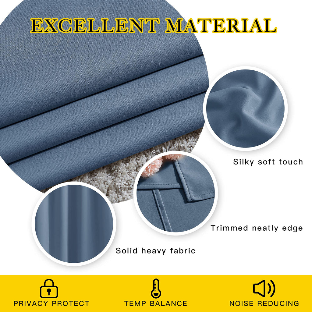 Room Darkening Curtains 108 inch Length - Grommet Thermal Insulated Window Treatments Solid Panels /Bedroom/Villa