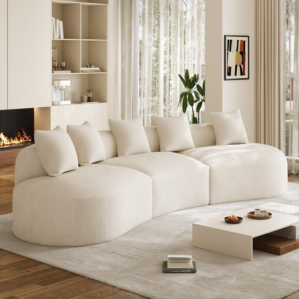 134" Modern Curved Sectional Sofas, Beige White