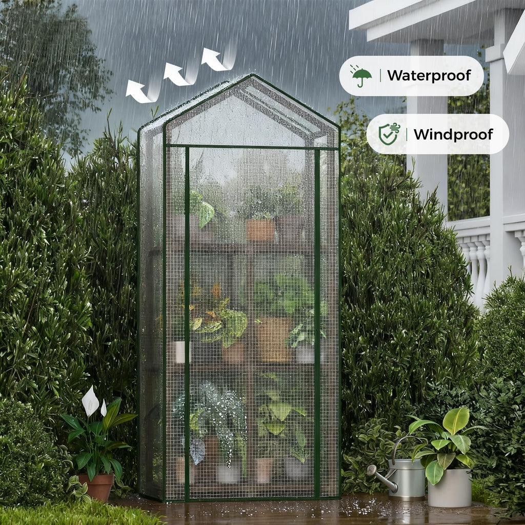 3-Tier Wooden Greenhouse 54" Tall Portable Green House