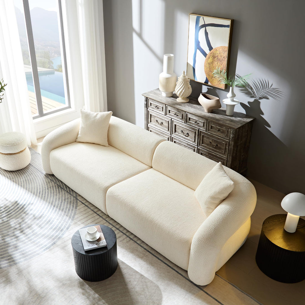 105" Luxury Sectional Sofa Couch Curved Sofa Comfy Boucle Couch Cloud Loveseat Couches Oversized 3 Seater Deep Seat