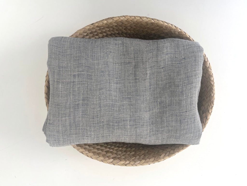 100% Linen Fabric - Yarn Dyed Chambray, Pre-Washed, Lightweight Crisp & Cool Handfeel, 52-54" Wide - (Dusty Blue