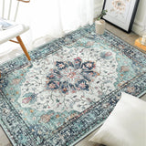 Area Rugs Washable Non-Slip, Floral Vintage Distress Print Pattern Medallion Carpet for Living Room Bedroom