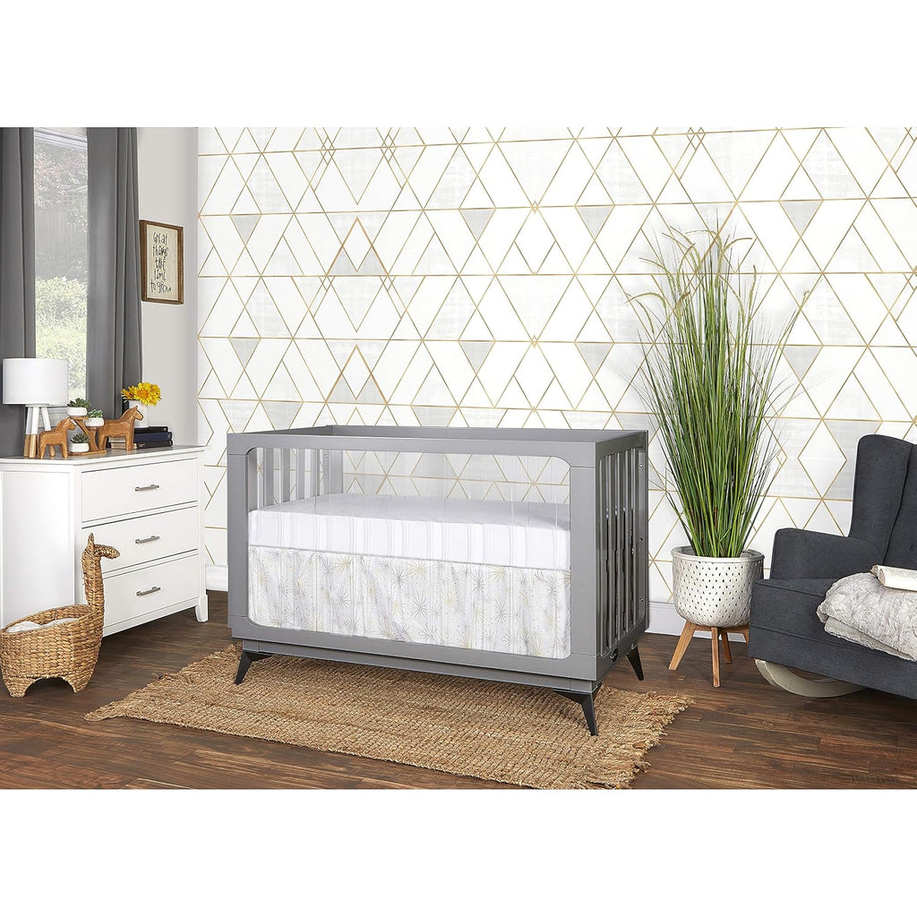 Acrylic Millennium 4 in 1 Convertible Crib Toddler Rail I Easily Coverts to Toddler Bed & I Acrylic Slats, Pebble