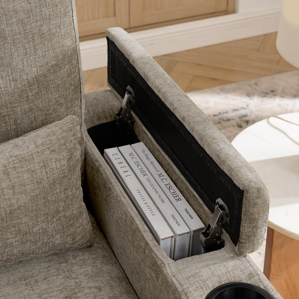 Accent Chair and Storage Ottoman Set, Versatile Single Chaise Lounger Convertible Sleeper Chair Bed W/Reclining