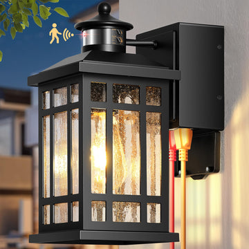 Motion Sensor Outdoor Lights with GFCI, Modern Black Dusk to Dawn Outdoor Lighting, Upgraded Motion Sensor Outside