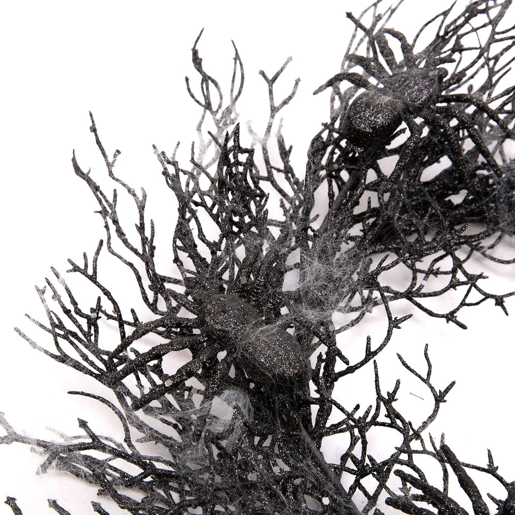 Inch Halloween Wreath Black Wreath with Spiders and Webs Door Wreath with Halloween Decorations for Halloween - Set of 498