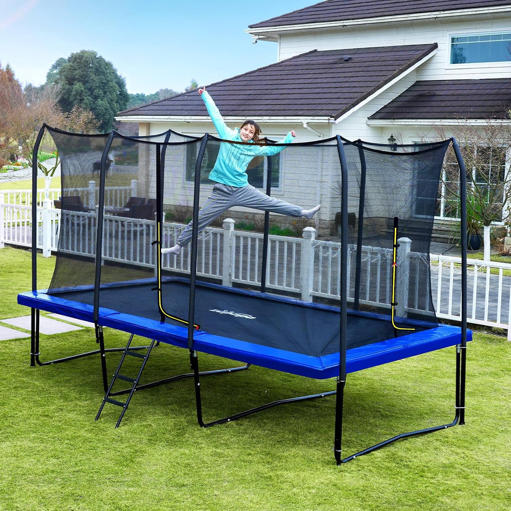 1800LBS Weight Capacity Rectangle Trampoline 10x17FT 9X15FT 8X14FT Outdoor Square Gymnastics Trampolines with