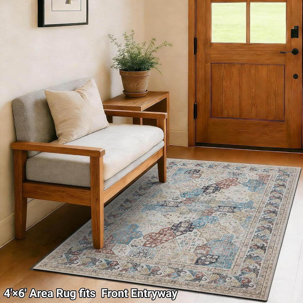 4x6 Vintage Oriental Moroccan Washable Area Rug Non-Slip Carpet