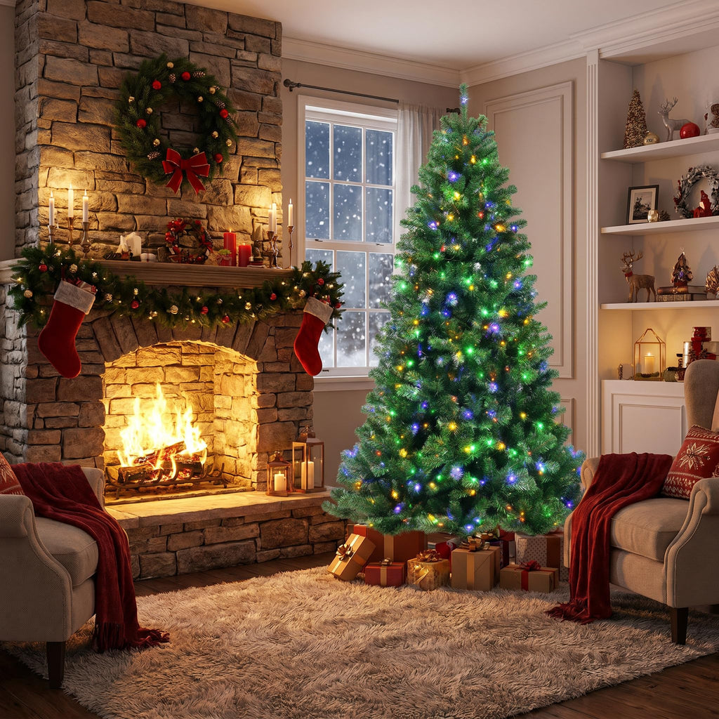 6 FT Pre-lit Artificial Christmas Tree with 9 Modes, Remote Control