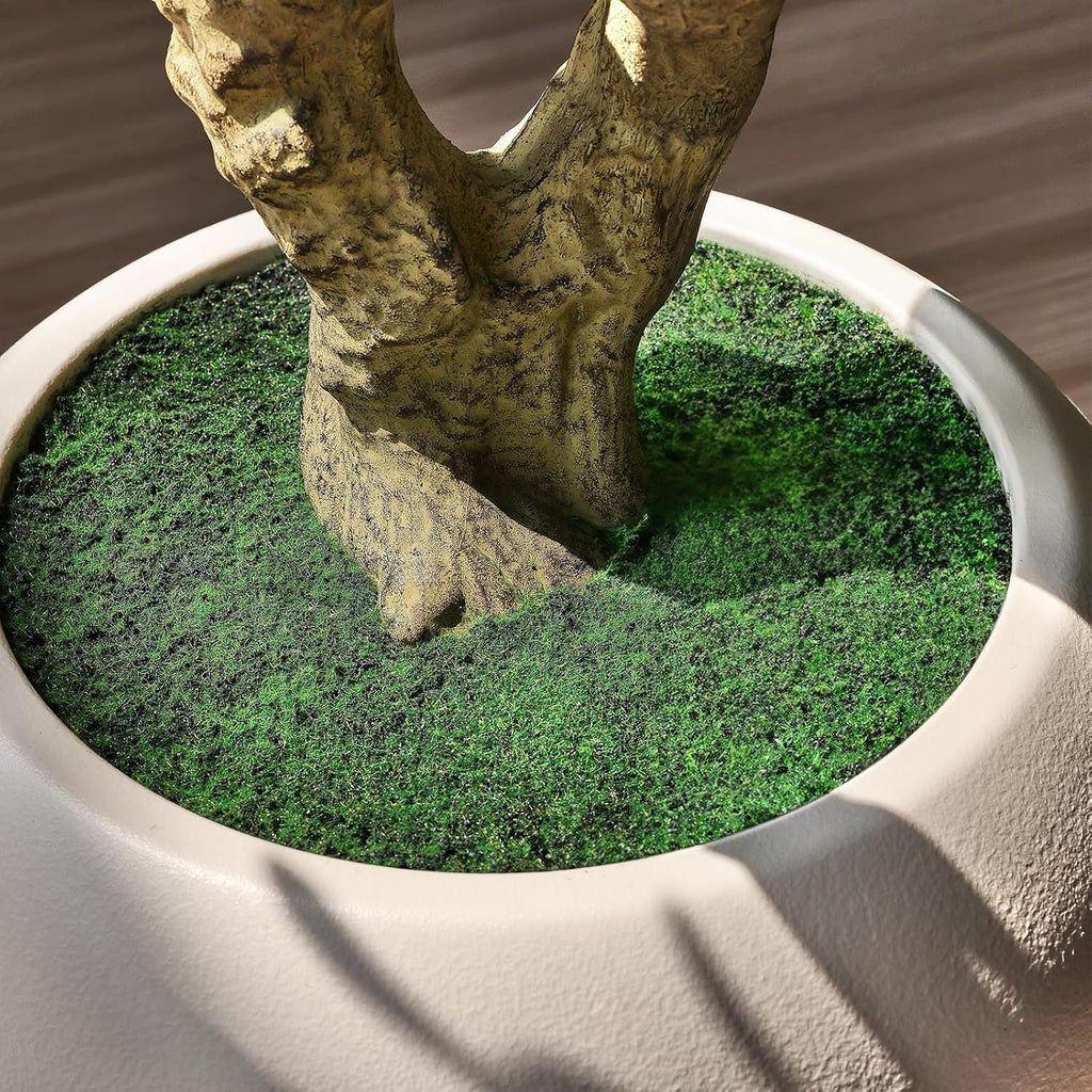 8ft Artificial Olive Tree, Natural Wood Trunk, 18in Planter