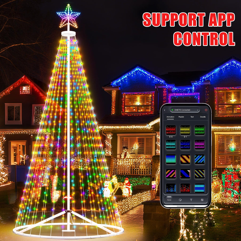Outdoor Christmas Tree, 16 ft Prelit Christmas Tree, Smart Outside Christmas Trees Light Show, App Control with 1008