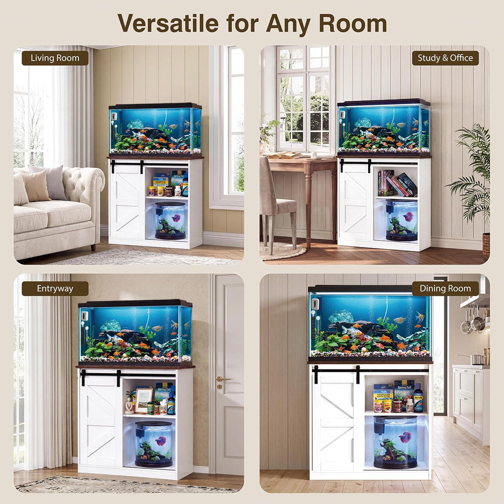 20/29/30 Gallon Farmhouse Fish Tank Stand with Storage Aquarium Stand