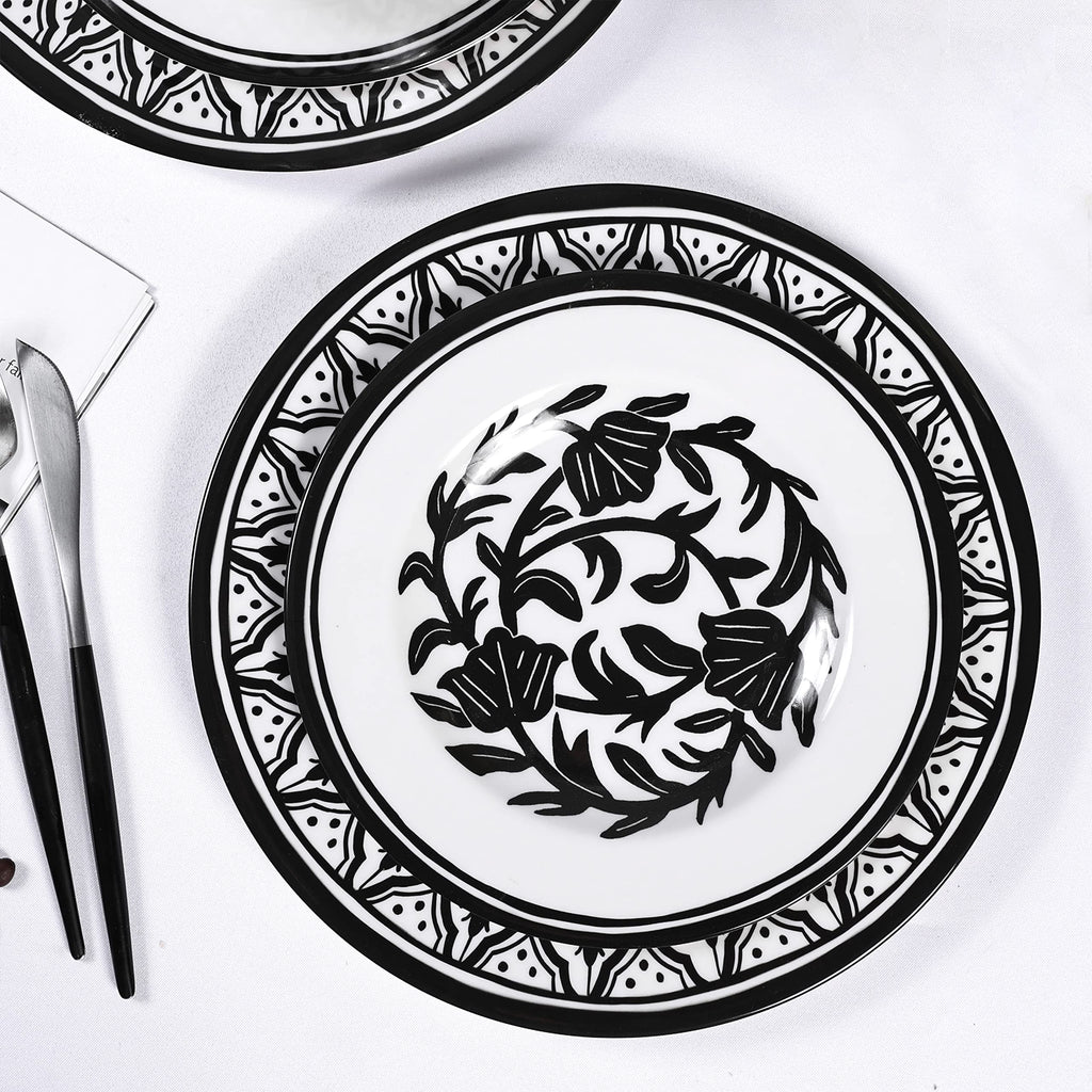 Melamine Dinnerware Sets-12pcs Melamine Plates and Bowls Set, Round