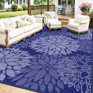 Outdoor Rug Reversible Portable Plastic Straw Area Rugs, Patio Carpet