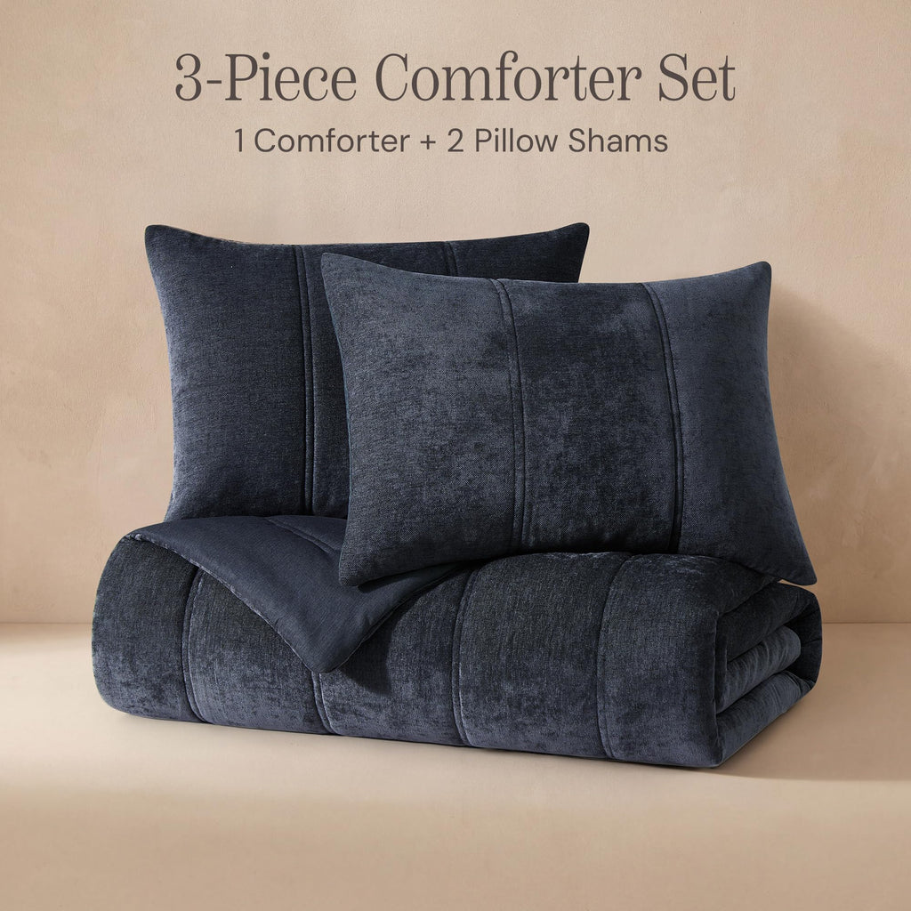 Chenille Full Size Comforter Sets-Cozy Warm Velvet Bedding Set