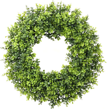 20IN Artificial Boxwood Wreaths for Front Door,Spring Summer All Season Wreath,Green Wreath Suitable