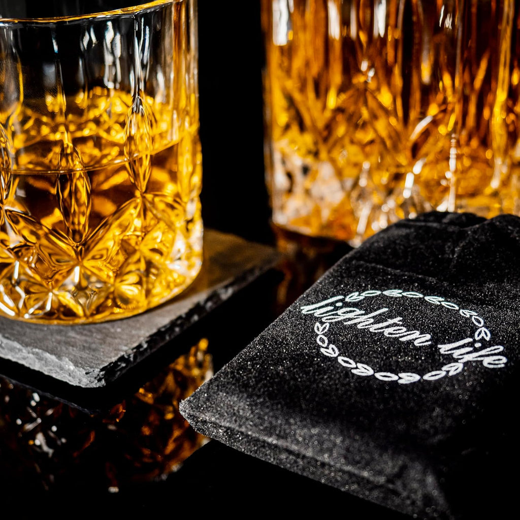 Whiskey Decanter Set with Bar Accessories,Crystal Whiskey Decanter and Glass Set in Gift Box,Non-Lead Bourbon - Set of 5