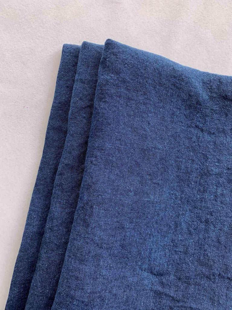 Indigo Linen Denim Blue Woven Fabric, Soft, Lightweight, Breathable, Versatile and Sewing, 100% Linen Fabrics for Clothing