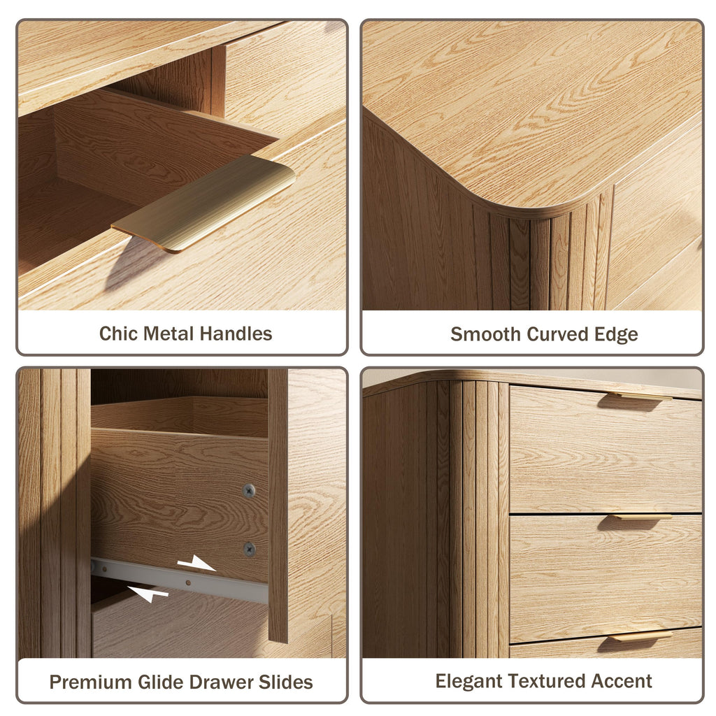 6 Drawer Dresser, 47'' Wide Chest of Drawers, Natural Oak