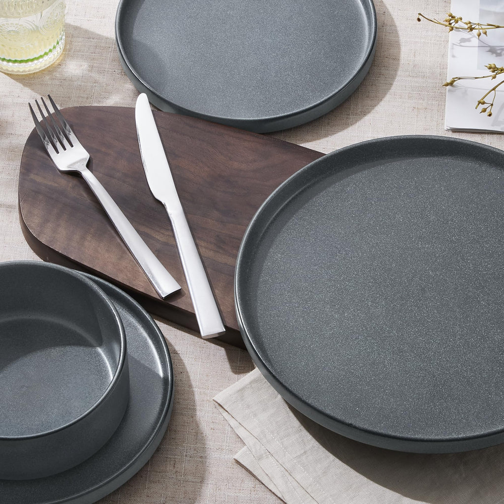 Dinnerware Sets for 4, 12-Piece Reactive Glaze Plates and Bowls Sets