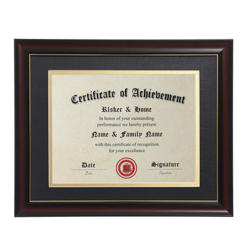 8.5x11 Diploma Frames with Mat Cherry Matte Black with Gold Rim