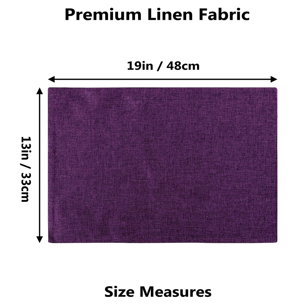 Cloth Placemats Set of 8 Heat Resistant Dining Table Place Mats Table, 13 x 19 inches, Purple