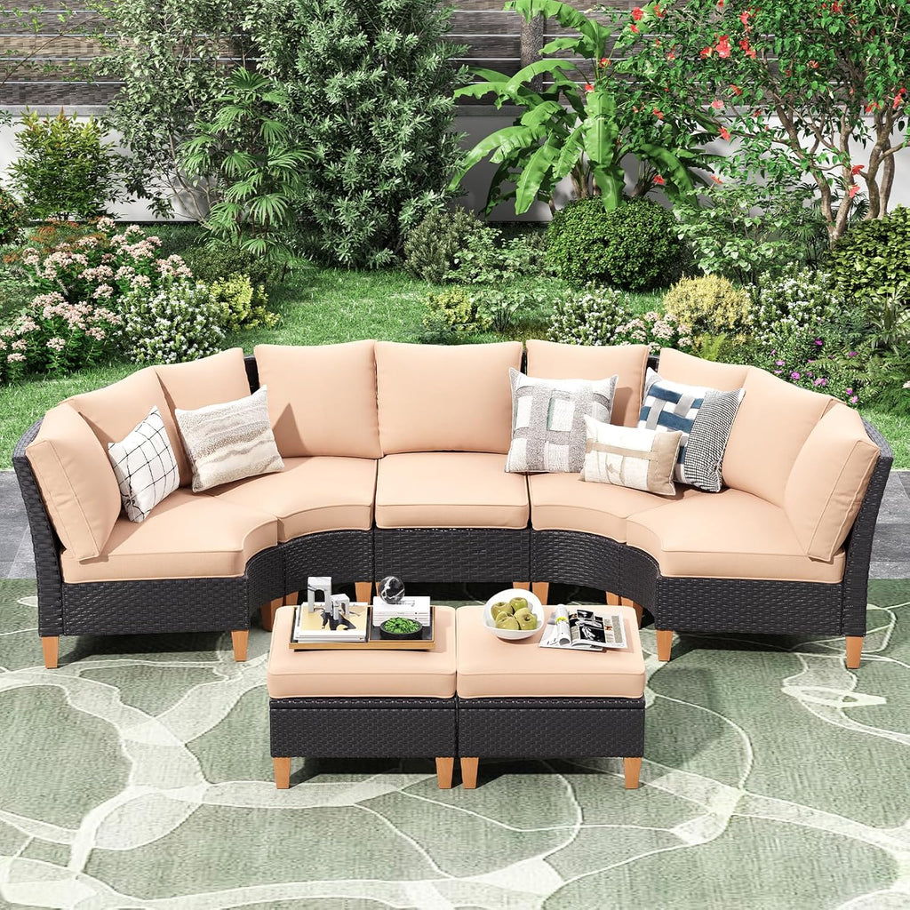 7-Piece Wicker Outdoor Patio Furniture Set - Conversation | All-Weather Resistant for Backyard, Garden & Porch