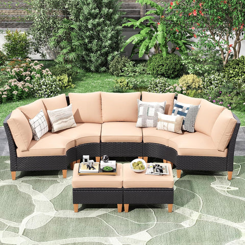 7-Piece Wicker Outdoor Patio Furniture Set - Conversation | All-Weather Resistant for Backyard, Garden & Porch