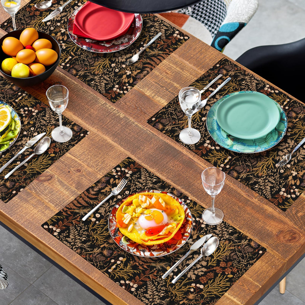 Fall Botanical Placemats Set of 4 Vintage Fern Leaf Autumn Place Mats Thanksgiving Farmhouse Heat Resistant Washable