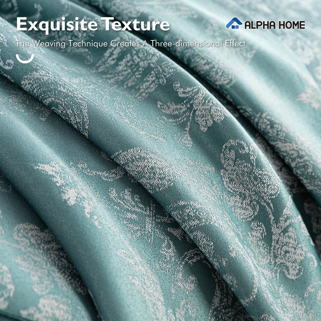 Queen Size Jacquard Bedding Comforter Set - All Season, Luxurious Elegance - 1 Comforter, 2 Pillow Shams, 2 Euro Shams