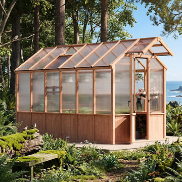 Shade 6.5'x12' Wooden Greenhouse with USB Charging Power Strip