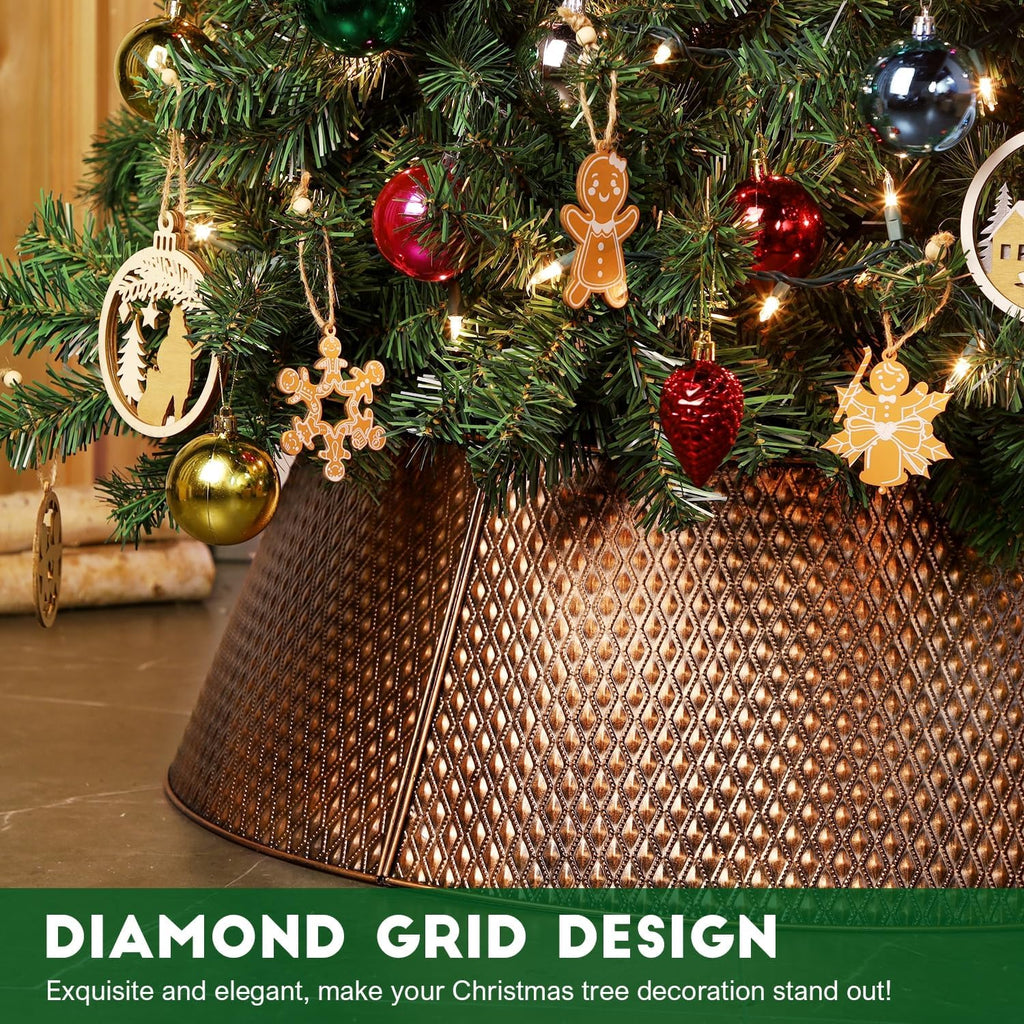 Metal Christmas Tree Collar, 20.8"/27.5" Inner Diameter Ring, Base Cover for Trees Up to 7.5Ft, Skirt Base Stand