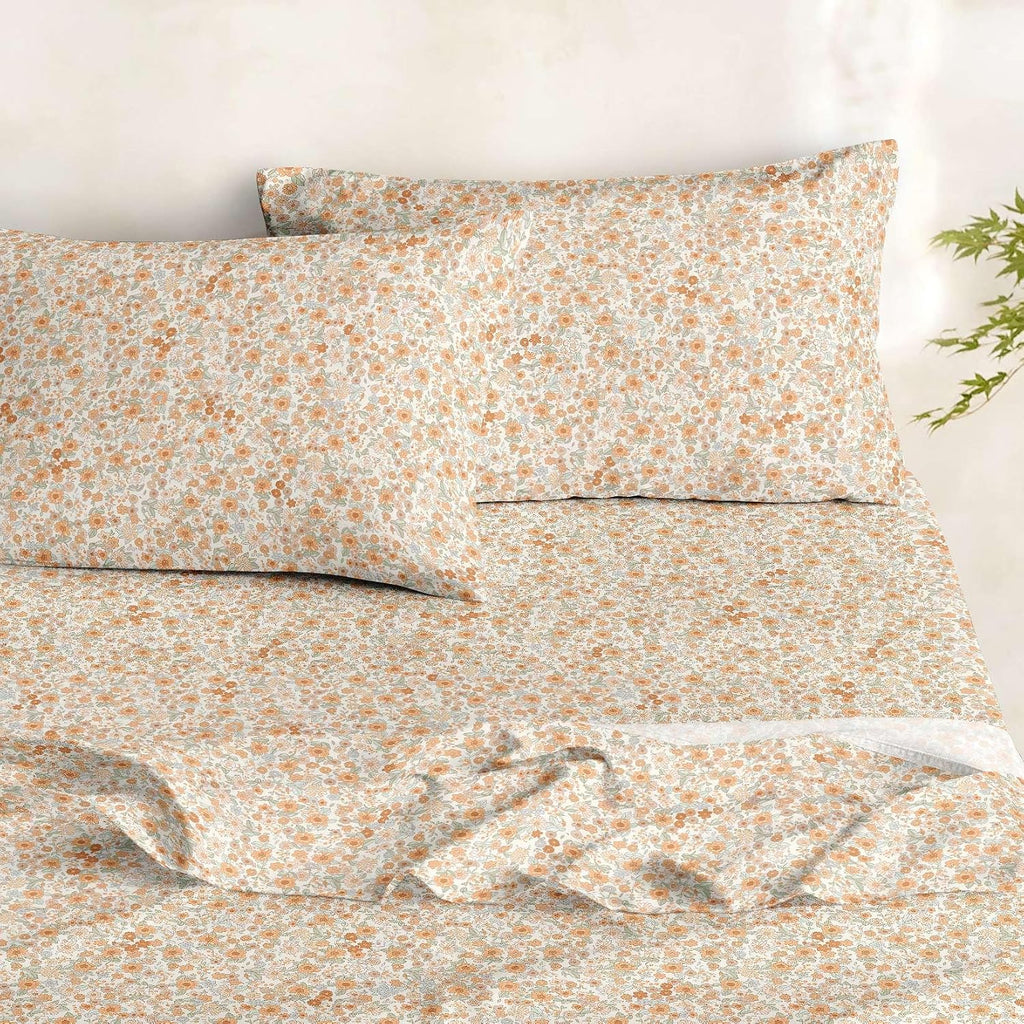 Floral Bed Sheets, 4-Piece Sheet Set, Shabby Chic Flower Pattern Printed Country Coquette Cottage Aesthetic Bedding