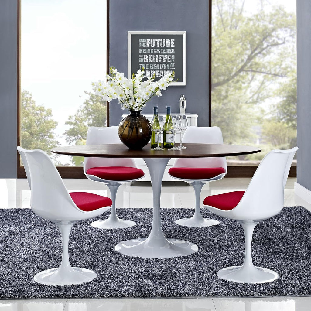 Inspired Tulip Style Oval Pedestal Dining Table — Walnut, 60″ Oval