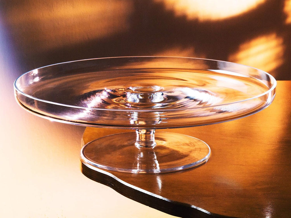 Glass - Cake Stand - Plate - 11.75" Diameter - Classic Clear - with Rim - Made in Europe