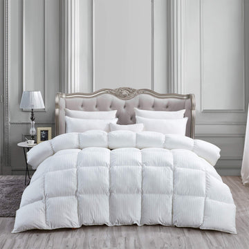 Luxurious King Size Goose Down Feather Fiber Comforter Duvet Insert, 100% Egyptian Cotton Cover, 70 oz. Fill Weight