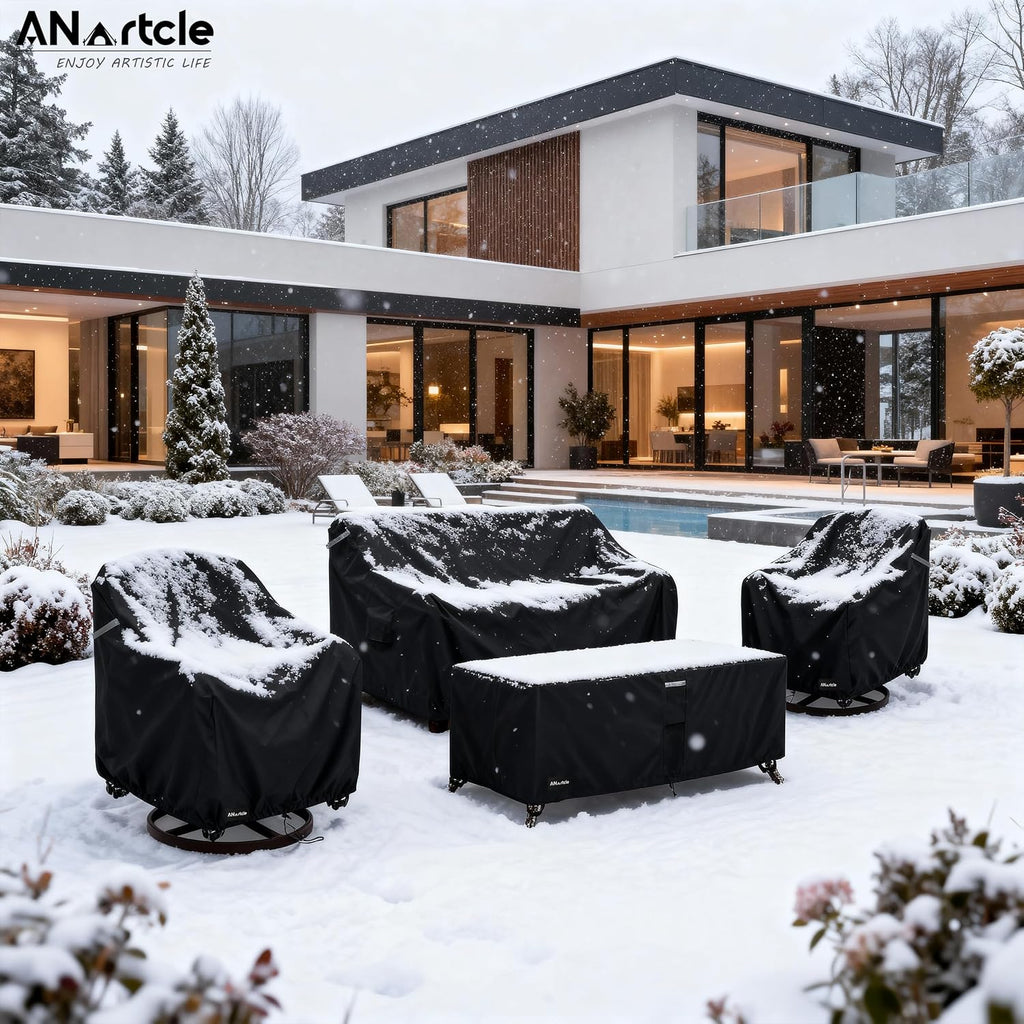 Patio Furniture Covers 4 Piece Set, 600D Waterproof Heavy Duty Outdoor Furniture Covers,Fit Wicker Patio Loveseat