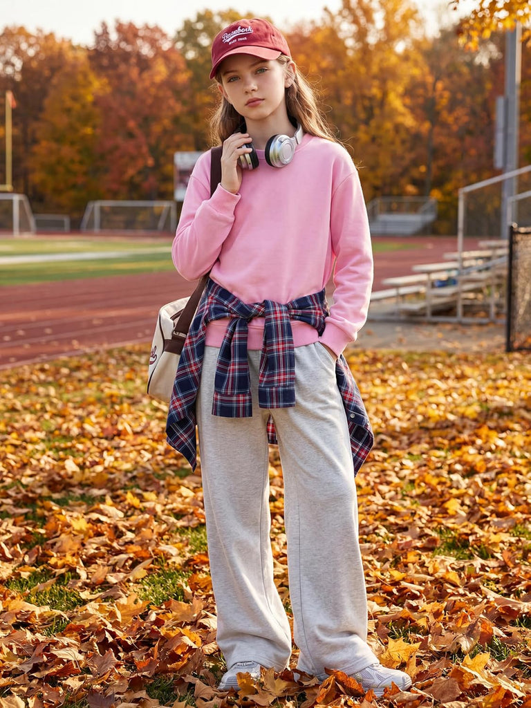 4 Pack Girls Fleece Cotton Sweatshirts Long Sleeve Casual Clothing